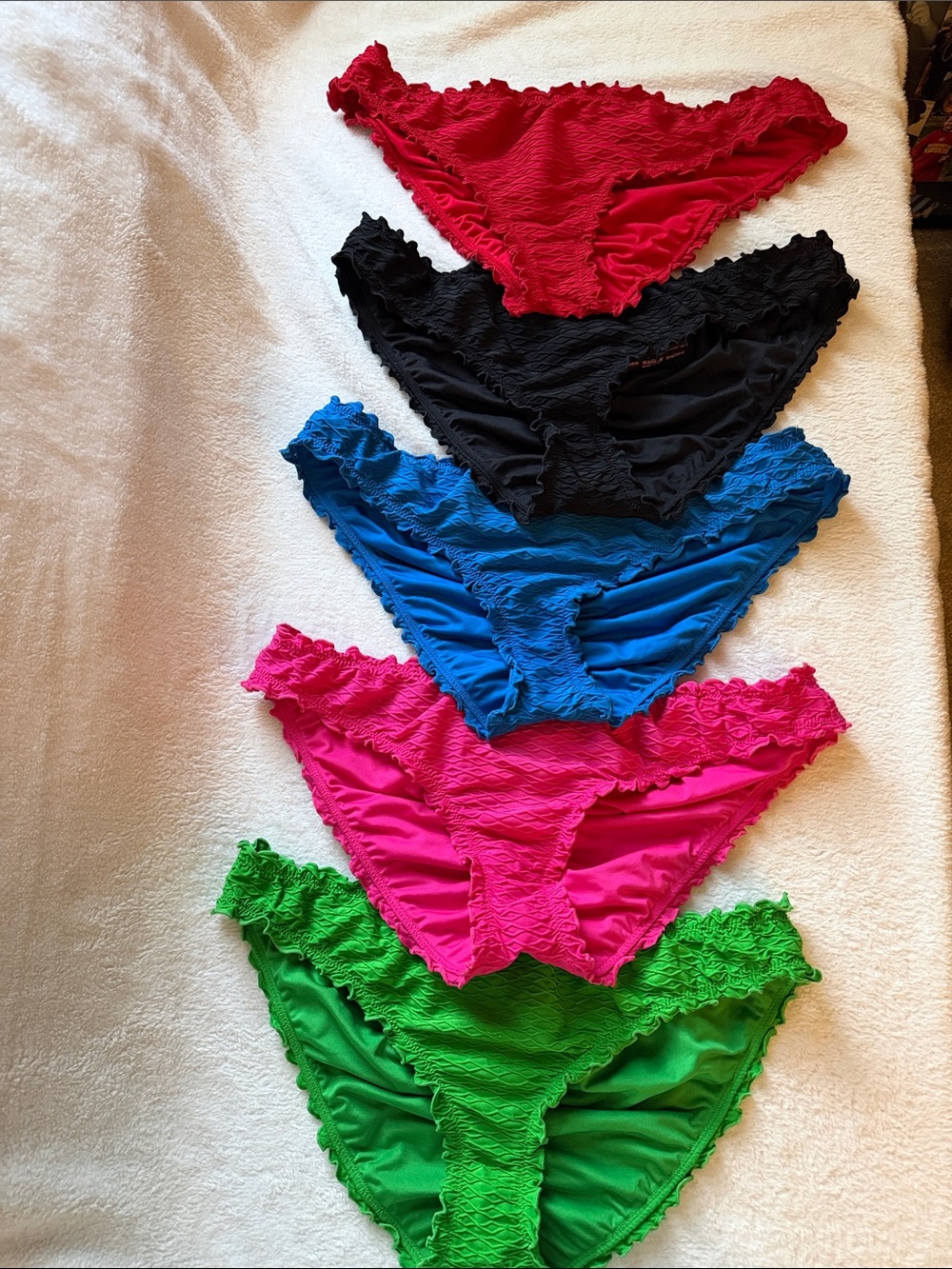 Victoria's Secret Ruffled Bikini Bottoms - Black, Blue, Pink, Green, Red